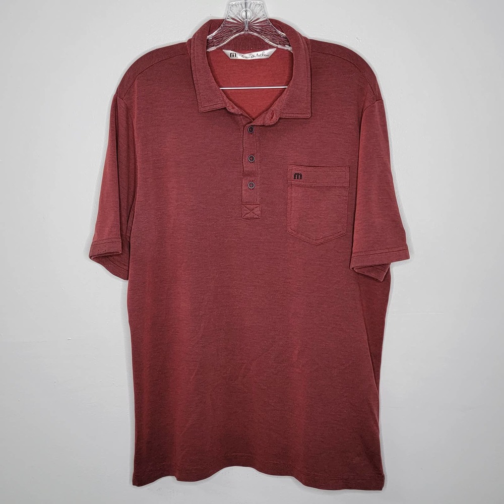 Travis Mathew Men’s Short Sleeve Maroon Red Golf Polo Shirt Sz Large Pima Blend